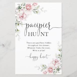 Papier Chasse aux Sucettes de Fête Prénatale Fleurs Rose