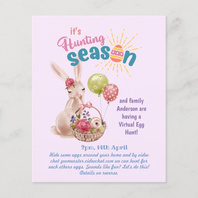 Papier Chasse virtuelle aux oeufs de Pâques ! Invitations (Devant)