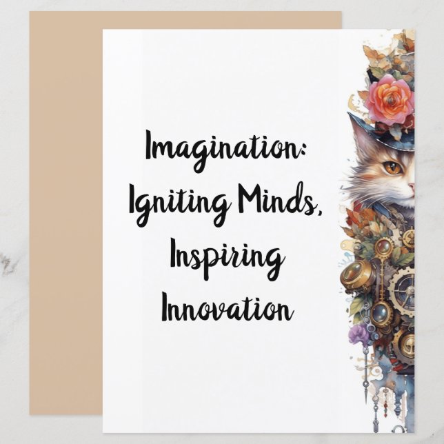 Papier Chat 6 Kitten et chapeau supérieur aquarelle (Devant / Derrière)