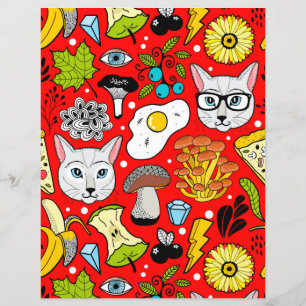 Papier Chat et oeuf sur le rouge