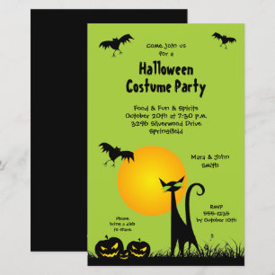 Papier Chat noir et chauves-souris Budget Halloween Invit