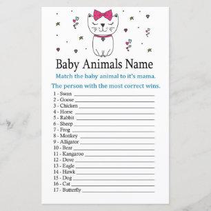 Papier Chat ou Kitten Bébé Animaux Nom Jeu