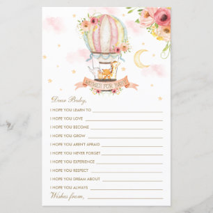 Papier Chaud Air Balloon Animaux Douche Voeux pour bébé