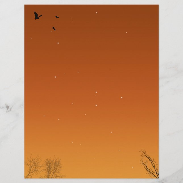 Papier Chauves-souris et arbres d'Halloween (Devant)