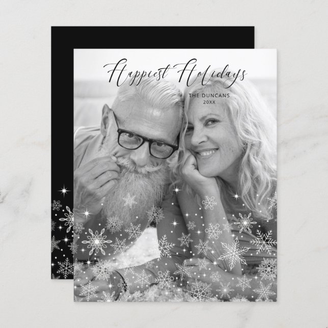 Papier Cheap Christmas Snowflakes Happiest Holidays Photo (Devant / Derrière)