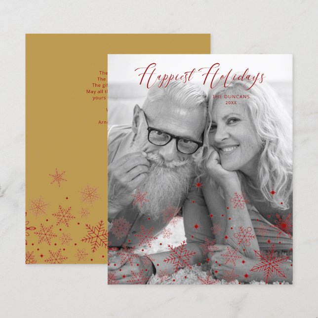 Papier Cheap Gold Christmas Snowflakes Happiest Holidays (Devant / Derrière)