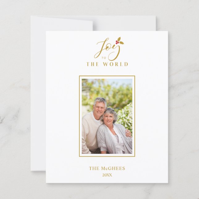 Papier Cheap Gold Minimalist Chic Christmas Photo Family (Devant)