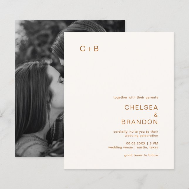 Papier Chelsea Earthy Neutrals Faire-part de mariage mode (Devant / Derrière)
