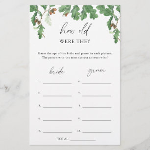 Papier Chêne - Quel âge avaient-ils jeu de mariage