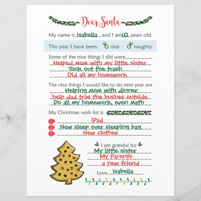 Papier Cher Noël Père Noël (Devant)