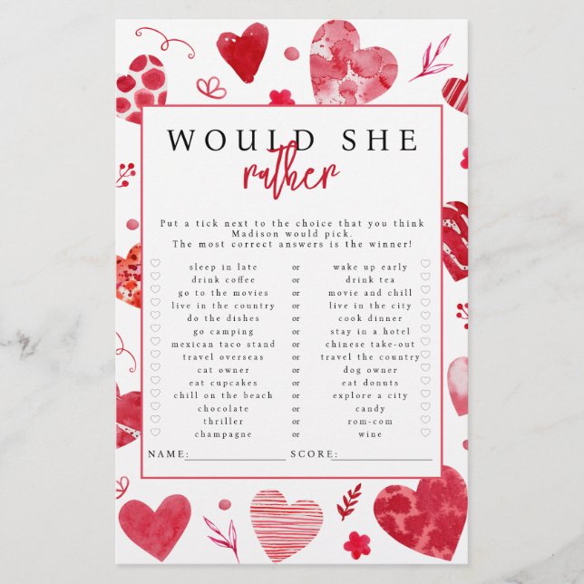 Papier Chérie Voudrait-Elle Plutôt Baby shower Jeu (Devant)