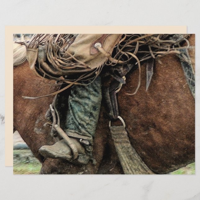 Papier Cheval équitation Western Rodeo Cowboy (Devant / Derrière)