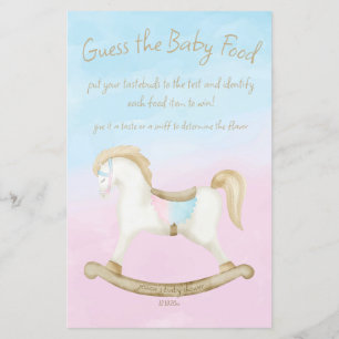 Papier Cheval Rocking Blue Rose Baby Guess Food Game