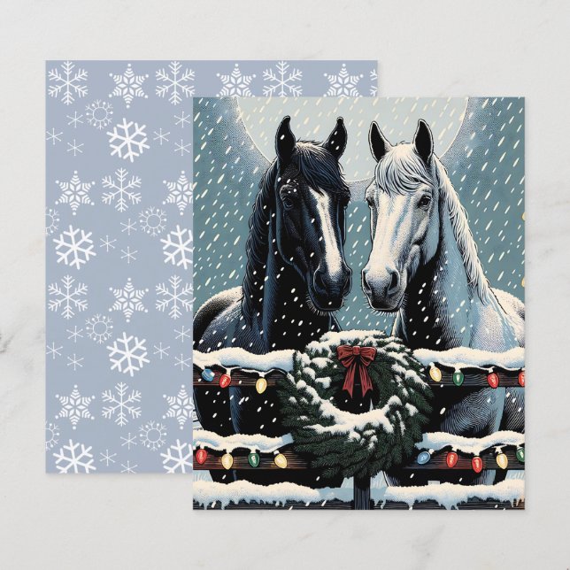 Papier Chevaux de fête | Scrapbook de Noël  (Devant / Derrière)