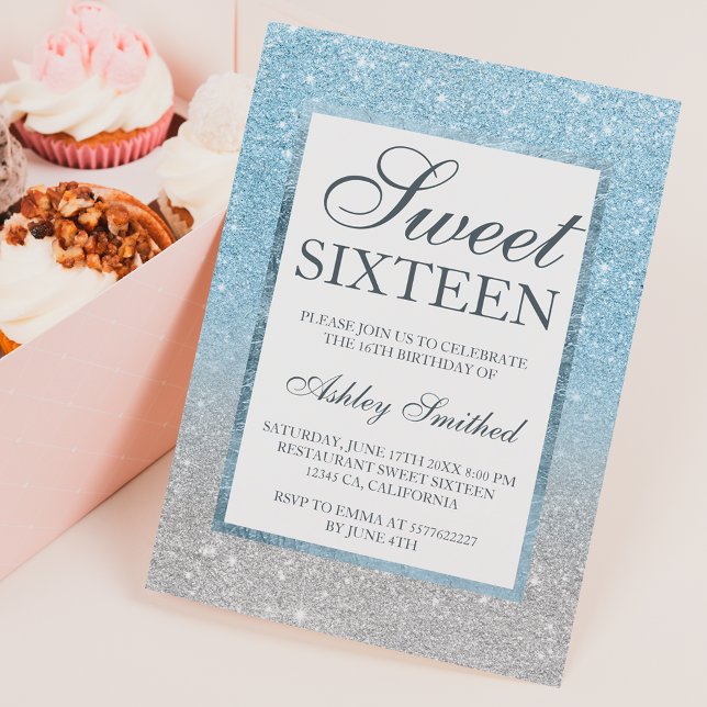 Papier Chic bleu parties scintillant élégant budget Sweet (Créateur téléchargé)