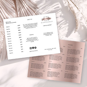 Papier Chic Brush Stroke Salon Liste de prix Services Men