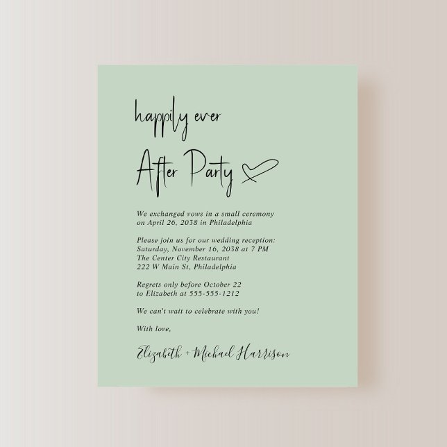 Papier Chic Budget Sage Mariage Réception Invitation (Créateur téléchargé)