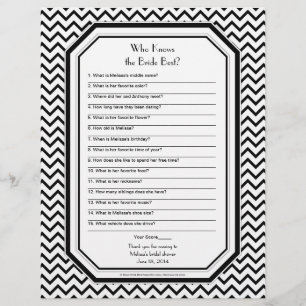 Papier Chic Chevron ZigZag Bride meilleur jeu de Fête des