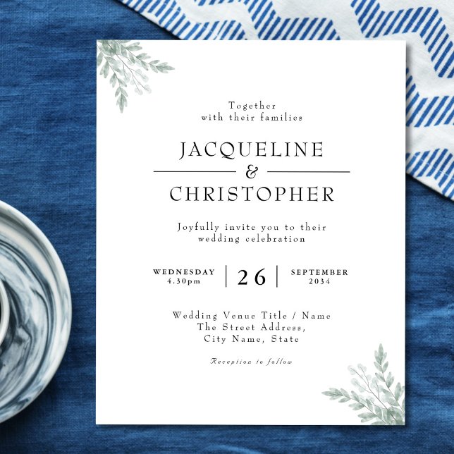 Papier Chic Eucalyptus Budget Floral Faire-part de mariag (Créateur téléchargé)