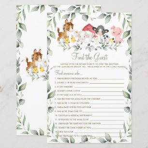 Papier Chic Farm Animaux verdure Trouvez le jeu invité