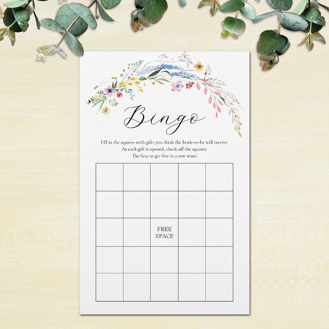 Papier Chic Fleur sauvage Fête des mariées Jeu de Bingo (Chic Wildflowers Bridal Shower Bingo Game Cards on light weight paper)