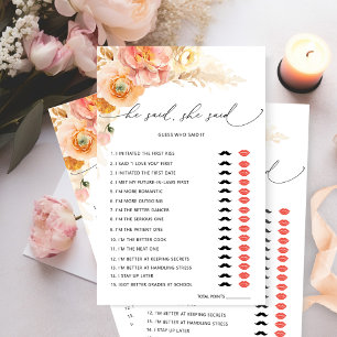 Papier Chic Il Dit, Elle Dit Floral Fête des mariées Jeu