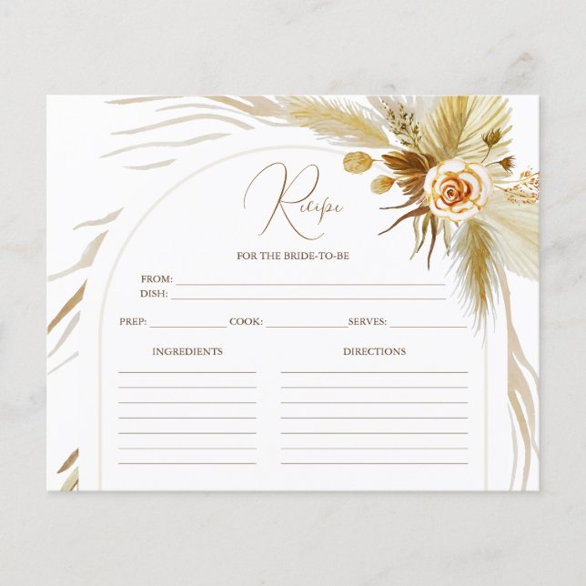 Papier Chic Pampas Grass Boho recette de douche nuptiale (Devant)