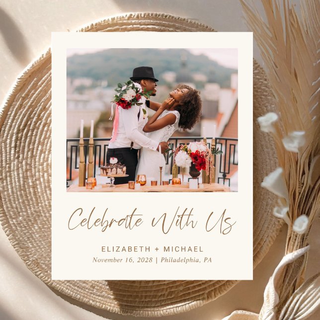Papier Chic Photo Cream Gold Wedding Réception Invitation (Créateur téléchargé)