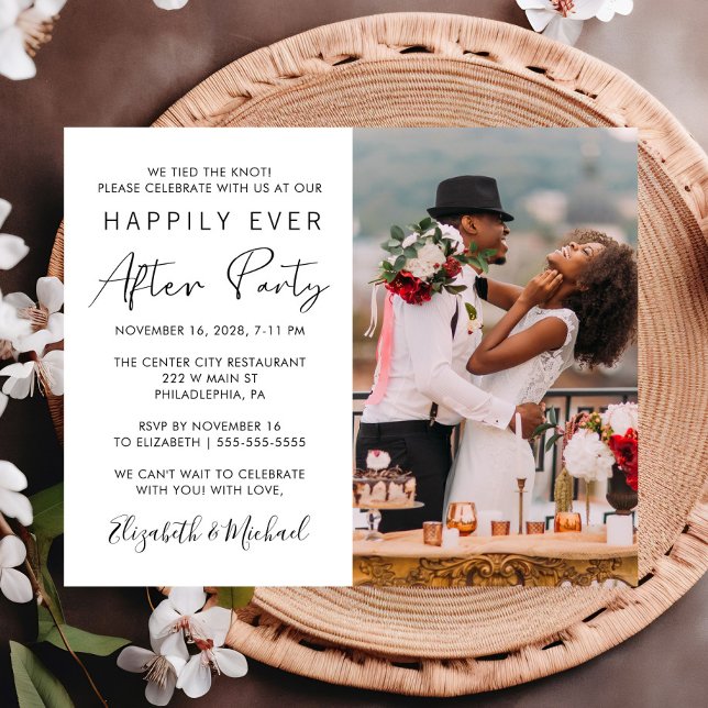 Papier Chic Photo Mariage Réception Invitation (An affordable and elegant Happily Ever After Party invitation to celebrate with family and friends)