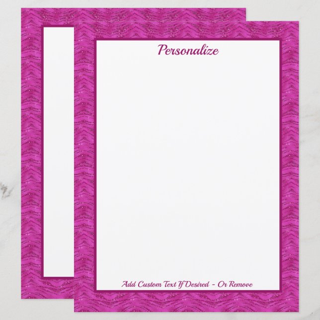 Papier Chic Pink Glitter Zebra Pattern Personalized (Devant / Derrière)
