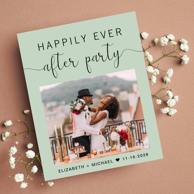 Papier Chic Sage Photo mariage réception invitation (Créateur téléchargé)