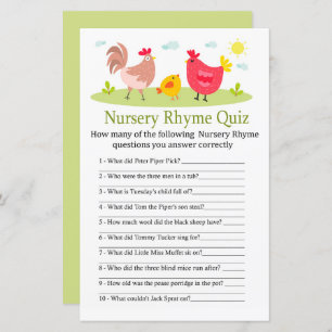Papier Chicken Nursery Rhyme Quiz baby shower