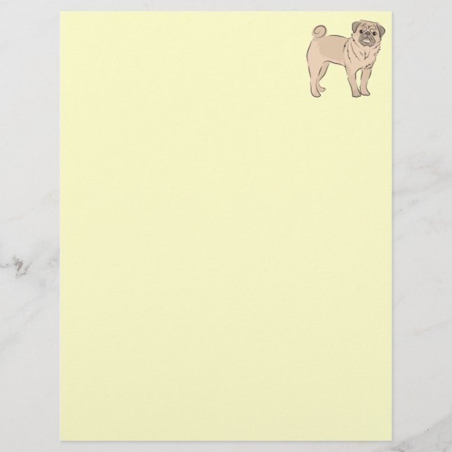 Papier chien carlin debout seul mignon ! (Devant)