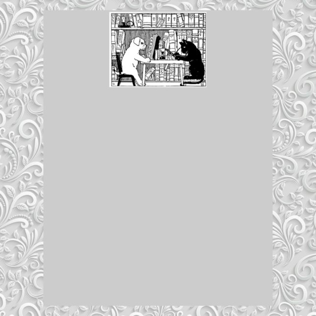 Papier Chien et chat lisant à la bibliothèque (Créateur téléchargé)