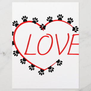 Papier Chien Paws Red Heart Love