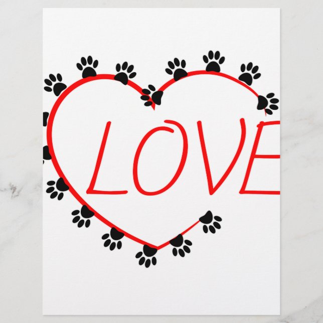Papier Chien Paws Red Heart Love (Devant)
