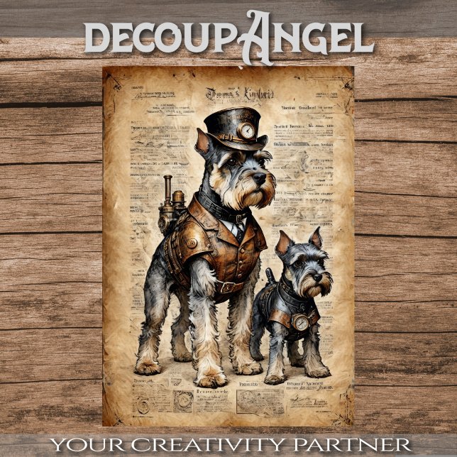 Papier Chien Schnautzer Explorateur Ephemera Découpage - (Créateur téléchargé)