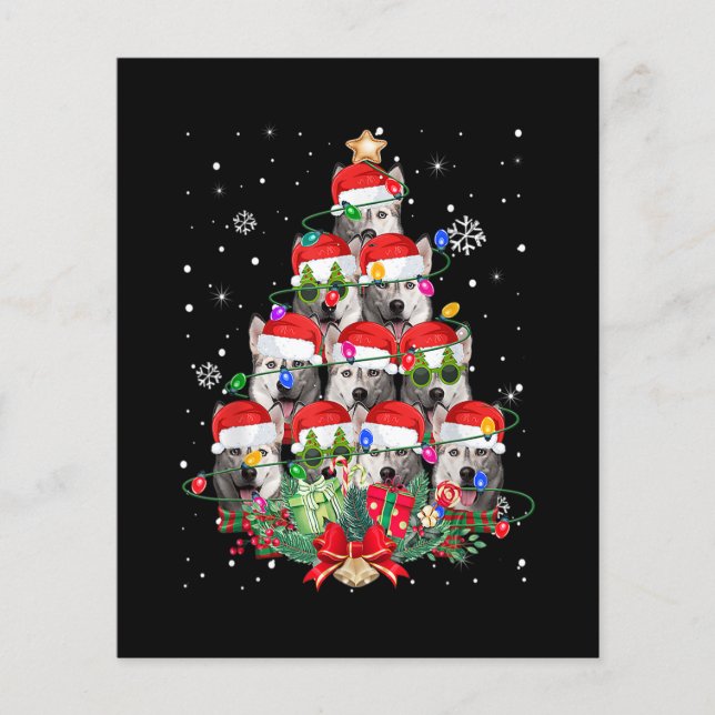 Papier Chiens Husky Sibérien Arbre Pyjama de Noël Xmas Ch (Devant)
