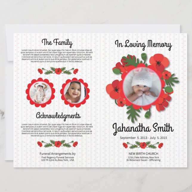 Papier Child Funeral Program Template (Devant)