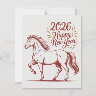 Papier Chinese New Year 2026 Red Fire Horse Card