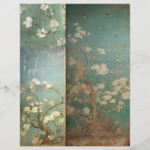 Chinoiserie Vert et Pomme vieilles fleurs 1
