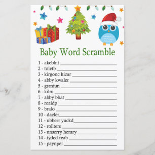 Papier Chouette Bébé mot scramble jeu