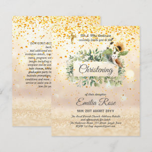 Papier Chouette des bois Tournesol CHRISTENING Baptême In