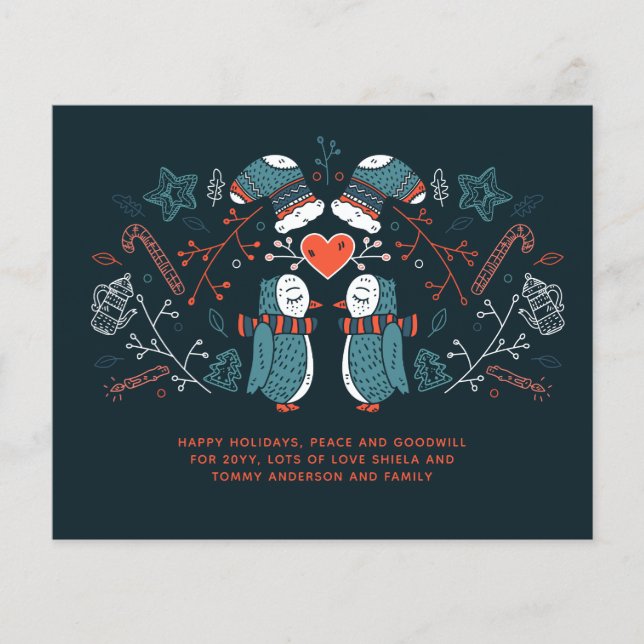 Papier Chouettes de Noël Budget Hygge Scandinavian Folk A (Devant)