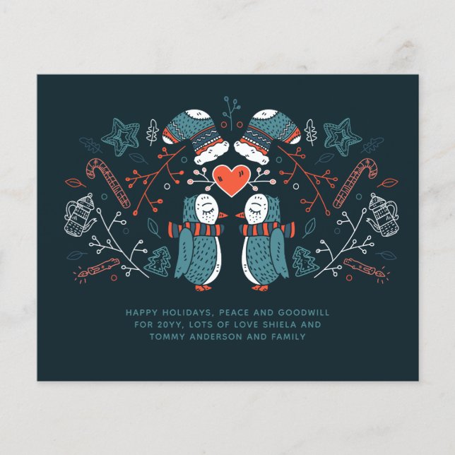 Papier Chouettes de Noël Budget Hygge Scandinavian Folk A (Devant)