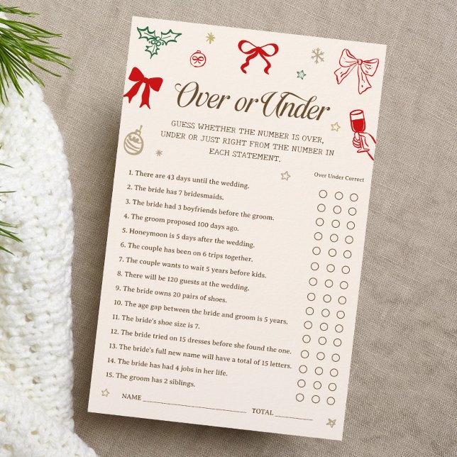 Papier Christmas Bridal Shower Over or Under Game (Créateur téléchargé)