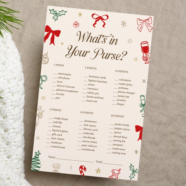 Papier Christmas Bridal Shower What's in Your Purse Game (Créateur téléchargé)