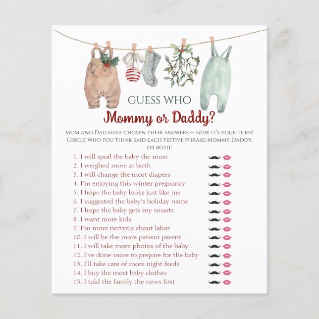 Papier Christmas Clothes Guess Who Mom or Dad Game (Devant)