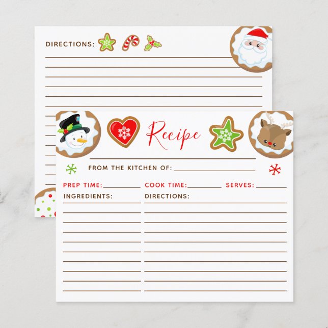 Papier Christmas Cookie Exchange Red and Green Recipe  (Devant / Derrière)