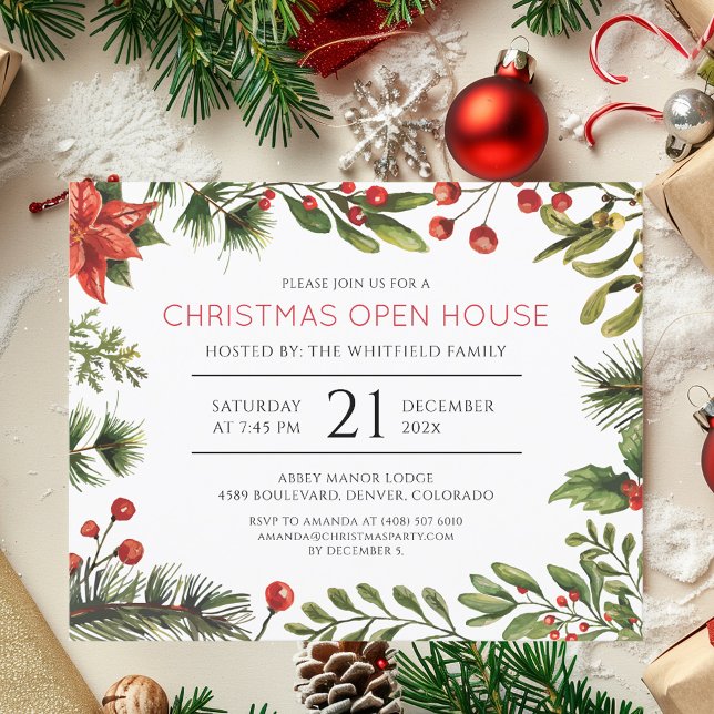 Papier Christmas Holiday Open House Party Invitation (Christmas Holiday Open House Party Invitation)